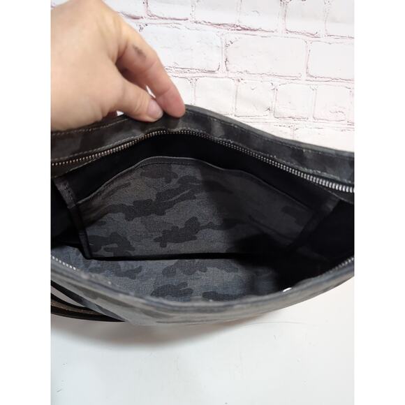 Koala Kanvas Mini City Bag Black Gray Camo Print Silver Metallic Stripe Strap - Picture 12 of 16